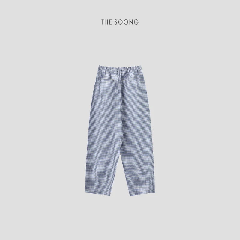 THESOONG Blue & White Check Wide-Leg Pants -9372 view 7