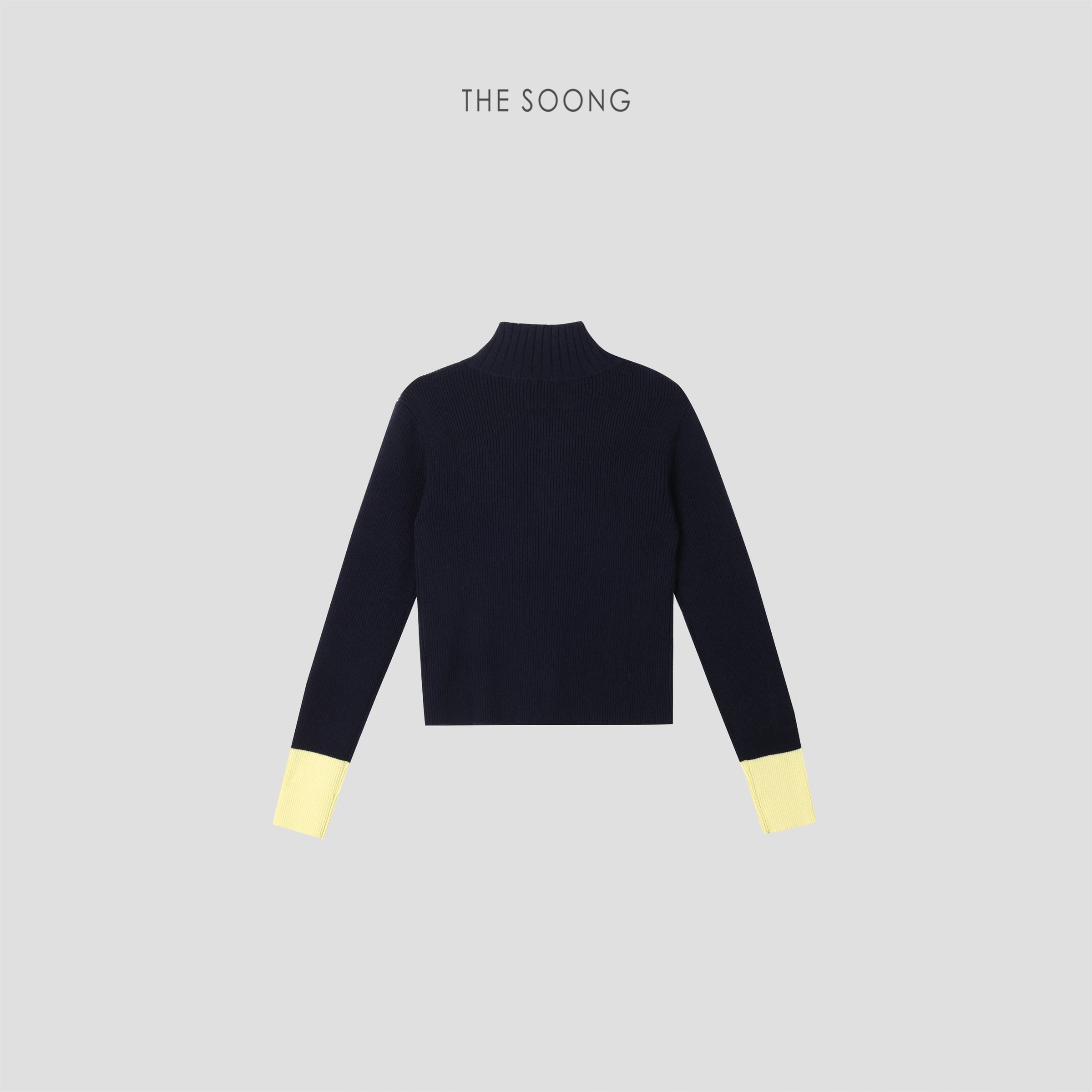 THESOONG 100% Wool Half-Zip Ribbed Stand-Collar Sweater - 8985 view 13