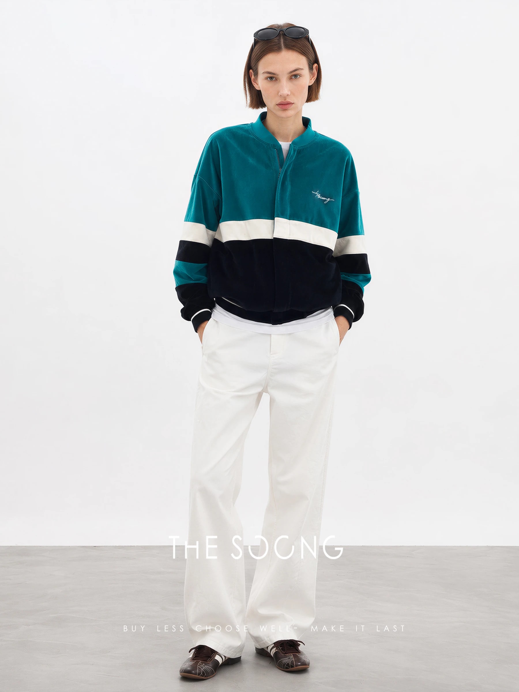 THESOONG “90s Vintage” Velvet Contrast Oversized Baseball Jacket - 9019 view 5