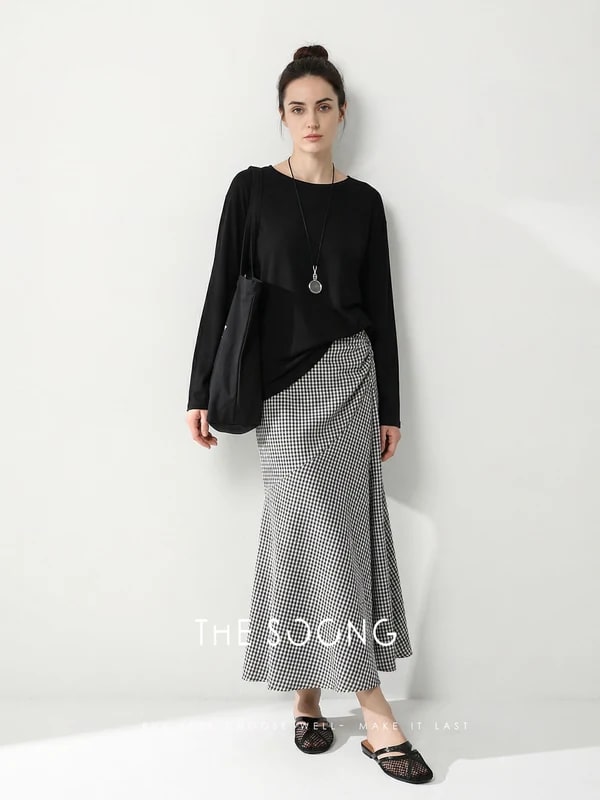 THESOONG Plaid Mermaid Skirt alternate view