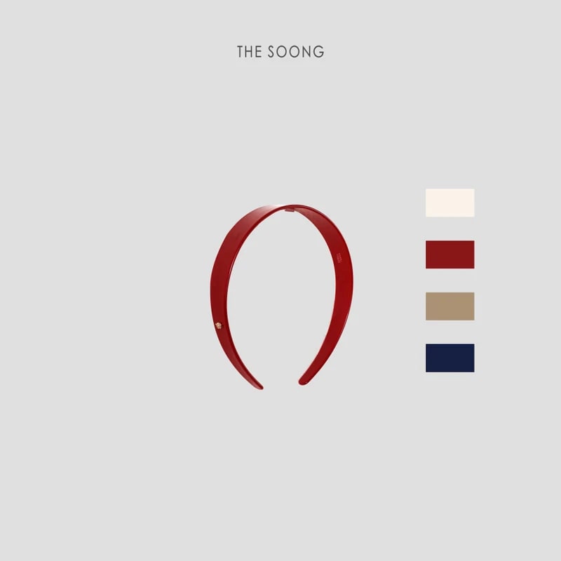 THESOONG “Acetate Glow” Wide Glossy Contrast Metal-Logo Headband - 9442
