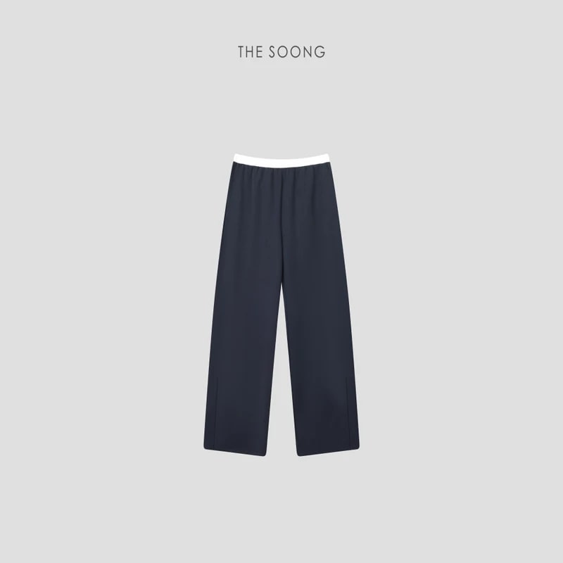 THESOONG Relaxed Mid-Rise Elastic-Waist Straight-Leg Pants - 4926