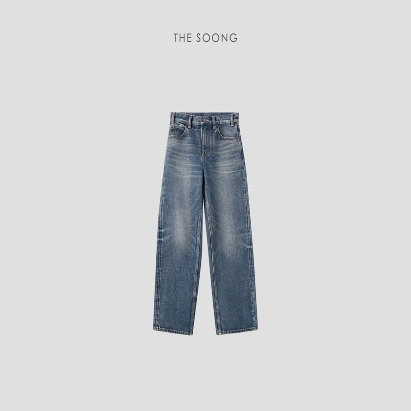 THESOONG Classic Hand-Brushed Whiskered Non-Stretch Zip Structured M