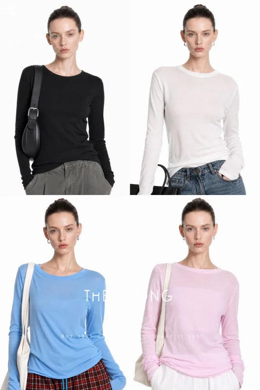 THESOONG 26s 80s High-Twist Cotton Sun-Protective Crewneck Top - 7293 view 2
