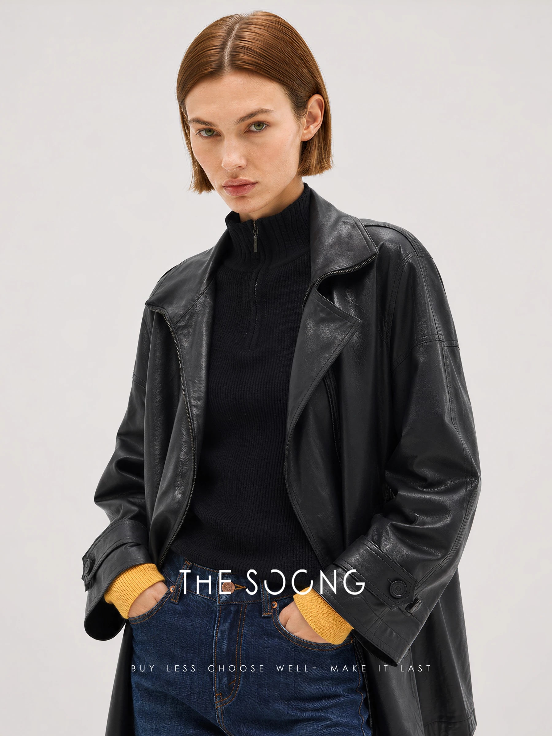 THESOONG 100% Wool Half-Zip Ribbed Stand-Collar Sweater - 8985 view 4