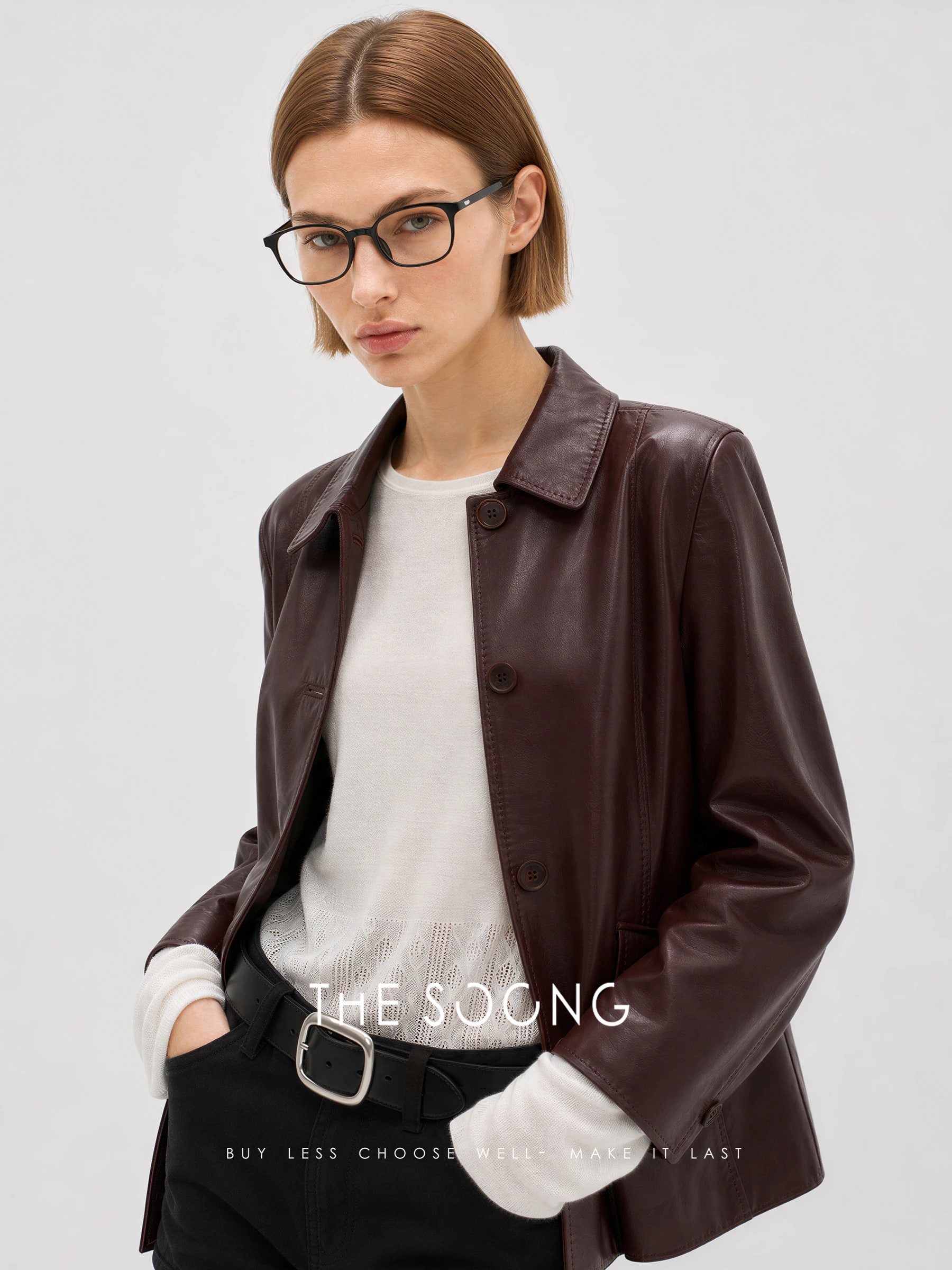 THESOONG “Cherry Red” Vintage Handmade Lambskin Leather Jacket - 9146 view 4