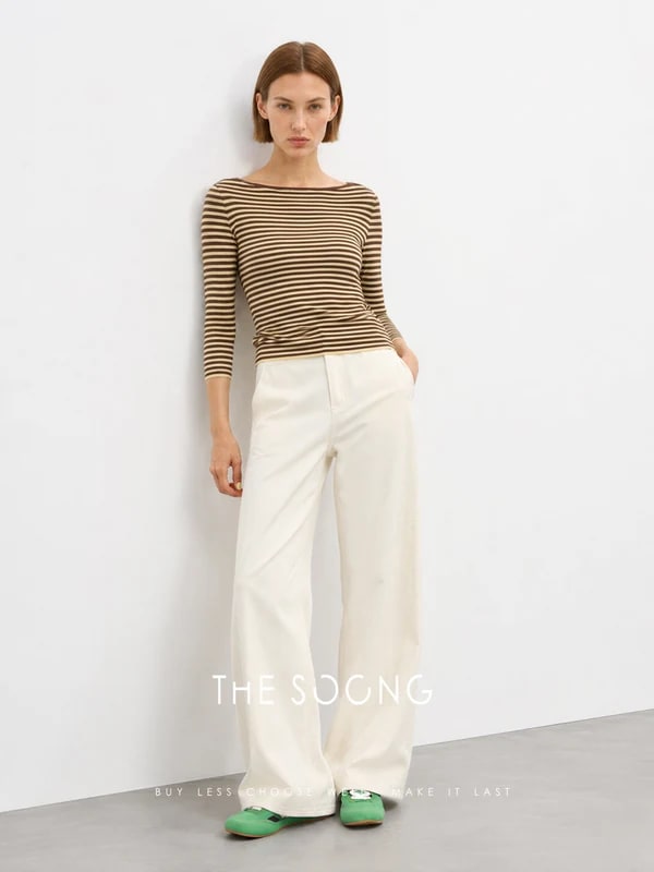 THESOONG “Tide Texture” Acetate Cotton Lightweight Boat-Neck Top - 9103 view 6