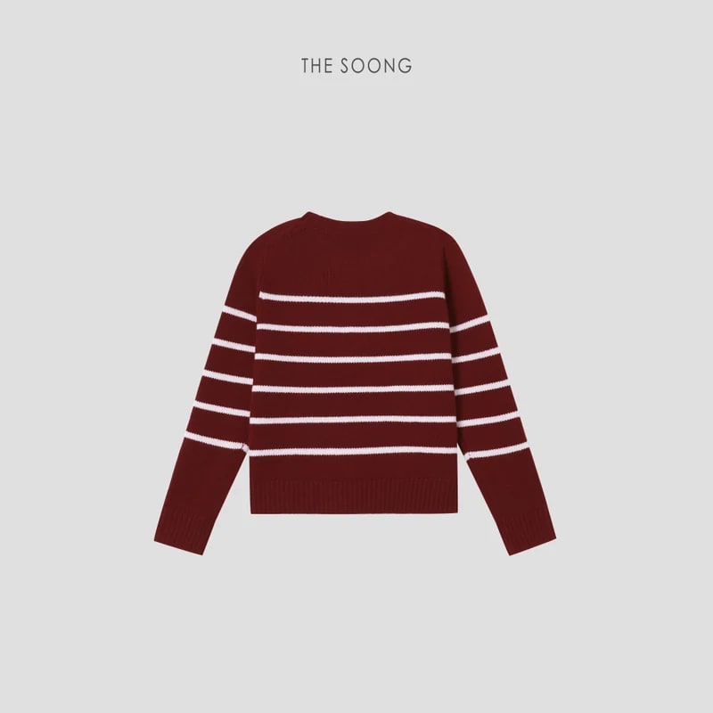 THESOONG 100% Cashmere Soft Striped Crewneck Sweater - 8982 view 11