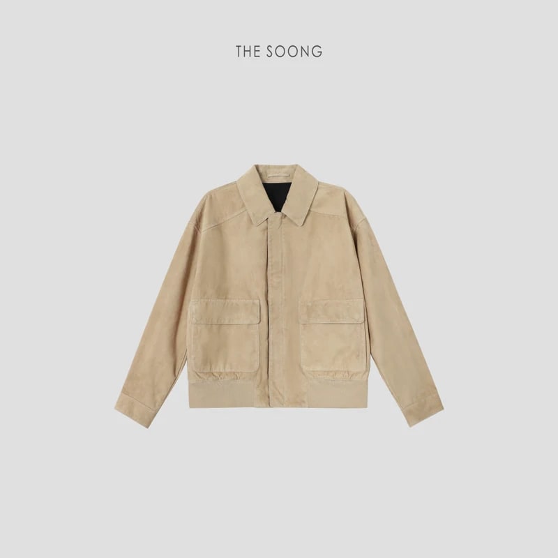 THESOONG “Jianghe” Imported Sudan Lambskin Cropped Leather Jacket - 9141