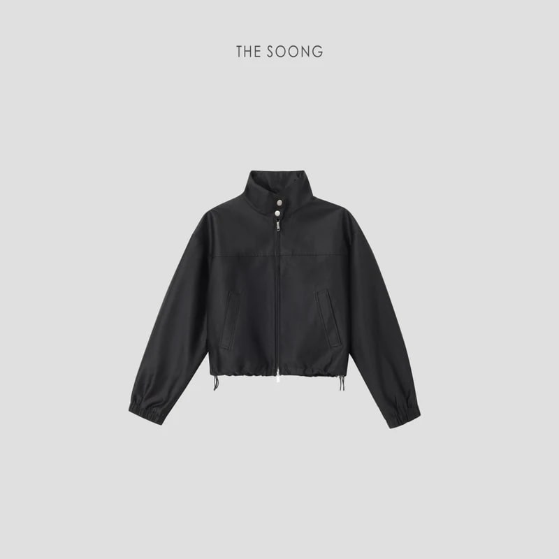 THESOONG “Bass Jacket” Relaxed Zip-Up Stand-Collar Cropped Jacket - 9142 view 12