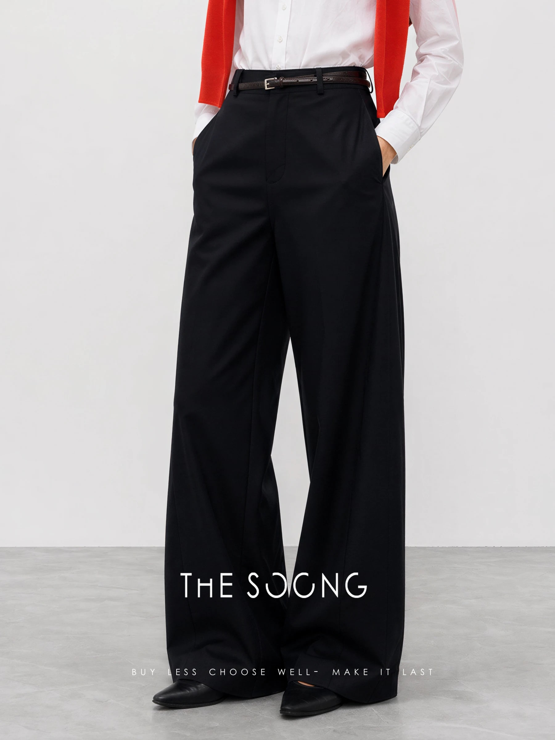 THESOONG “Clean Line Pants” Mid-Low Rise Barrel-Leg Casual Pants - 6882 view 4