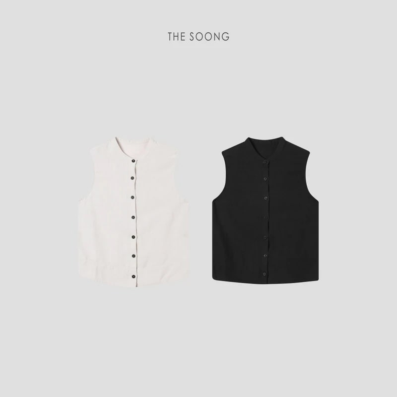 THESOONG Sand-Washed Softened Lightweight Linen Sleeveless Vest