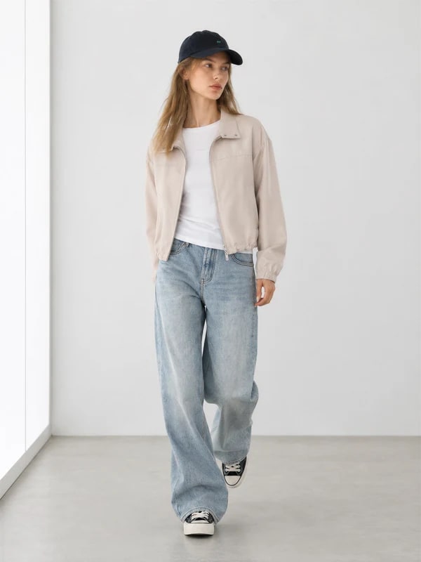 THESOONG “Bass Jacket” Relaxed Zip-Up Stand-Collar Cropped Jacket - 9142 view 7