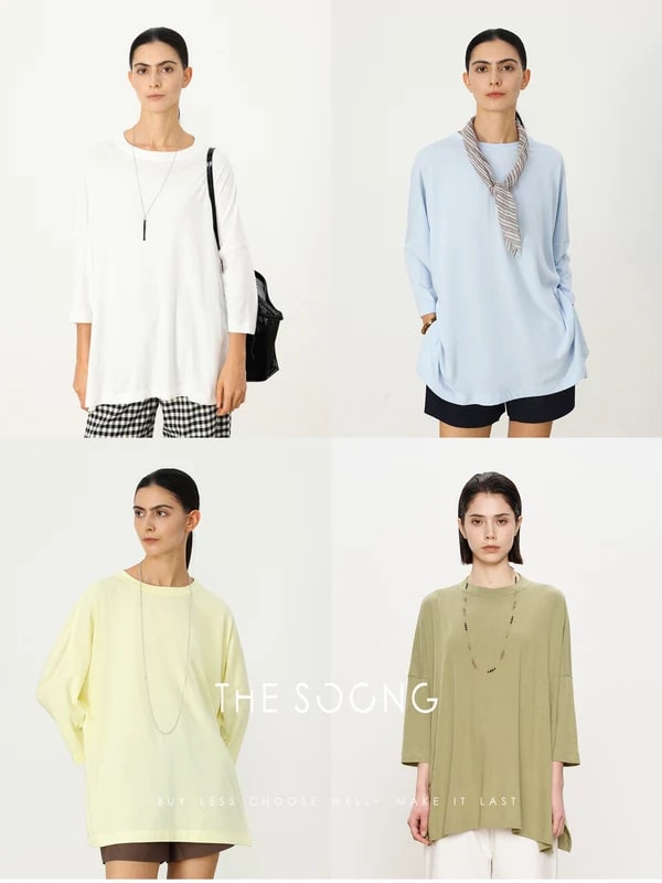 THESOONG "Candy Series" Minimal Textured Soft Oversized Crew alternate view