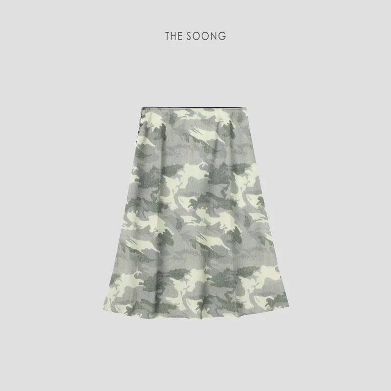 THESOONG Camo Print High-Waist Mermaid Midi Skirt - 9413 view 1