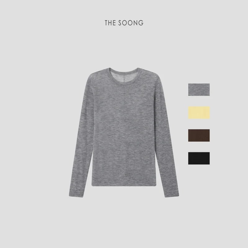 THESOONG “Simple Knit” Soft 80s Water-Soluble Wool Crewneck Sweater - 9487