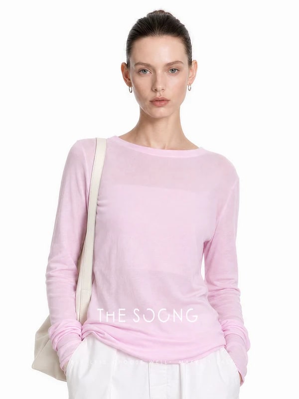 THESOONG 26s 80s High-Twist Cotton Sun-Protective Crewneck Top - 7293 view 3