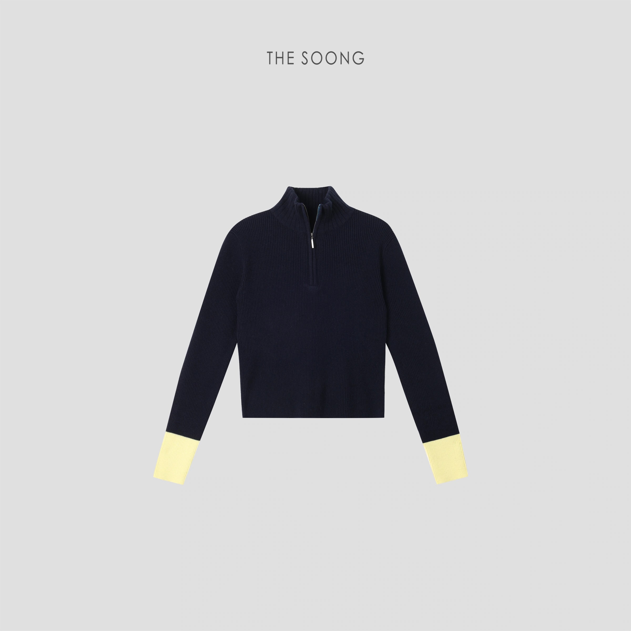 THESOONG 100% Wool Half-Zip Ribbed Stand-Collar Sweater - 8985 view 12