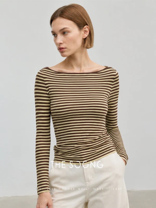 THESOONG “Tide Texture” Acetate Cotton Lightweight Boat-Neck Top - 9103 view 4