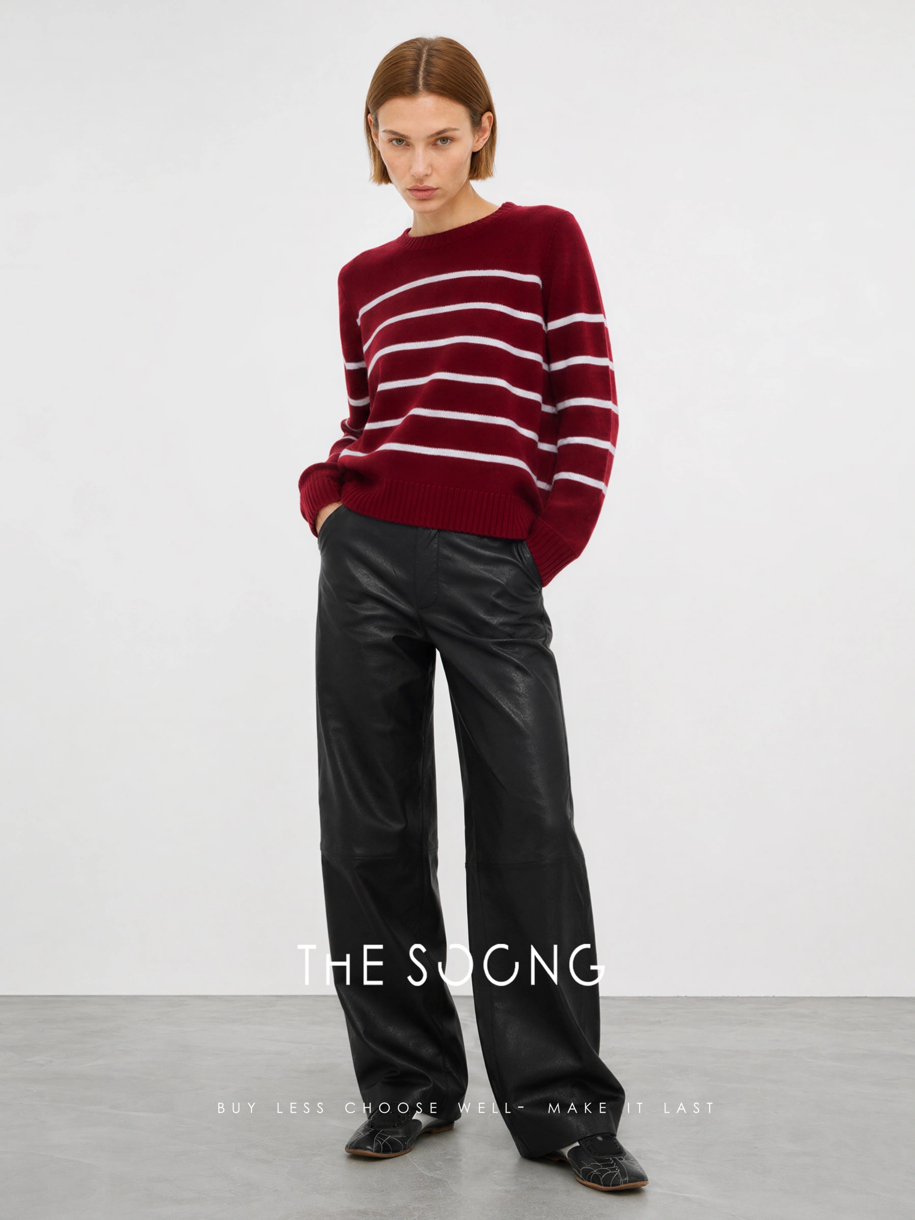 THESOONG “Matte Edge” British Lambskin Mid-Rise Flared Leather Pants - 9145 view 11