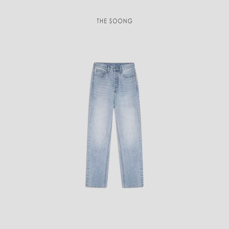 THESOONG 90s Vintage Stonewashed High-Waist Tapered Jeans - 222656