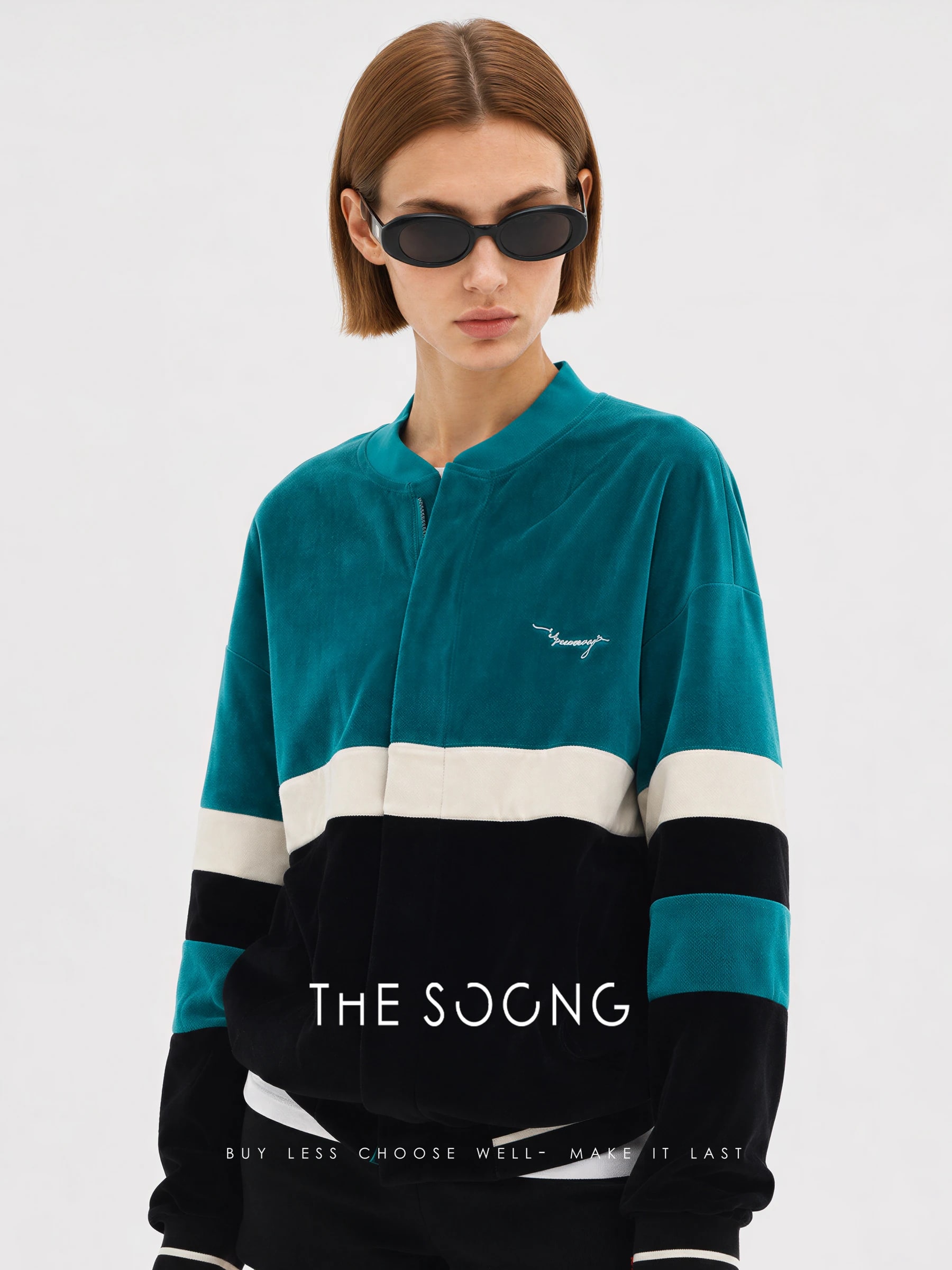 THESOONG “90s Vintage” Velvet Contrast Oversized Baseball Jacket - 9019 view 4