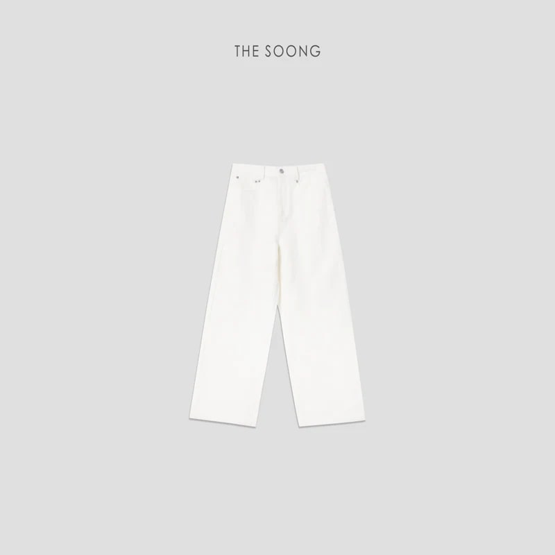 THESOONG “Fresh White” Mid-Rise Relaxed Straight-Leg Jeans - 8478