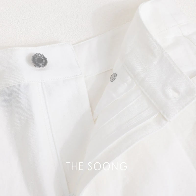 THESOONG “Fresh White” Mid-Rise Relaxed Straight-Leg Jeans - 8478 view 3