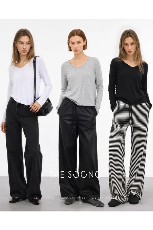 THESOONG “Snow Fleece” Soft Brushed Cotton V-Neck Long-Sleeve Top - 9047 alternate view