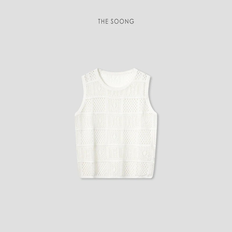 THESOONG “Cool-Touch Openwork” Fine-Knit Sleeveless Top - 9412