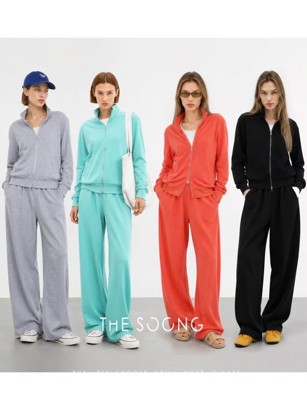 THESOONG “Evergreen” Cotton-Blend Stand-Collar Casual Set - 8995/8996 alternate view