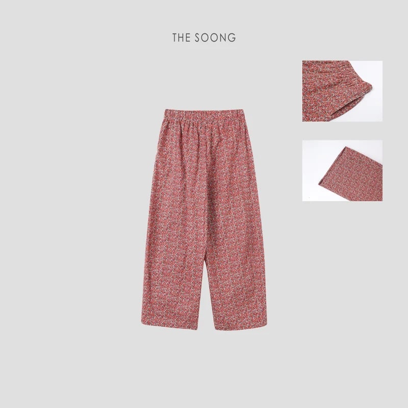 THESOONG Floral Cotton Relaxed Elastic-Waist Pants - 7152 view 3
