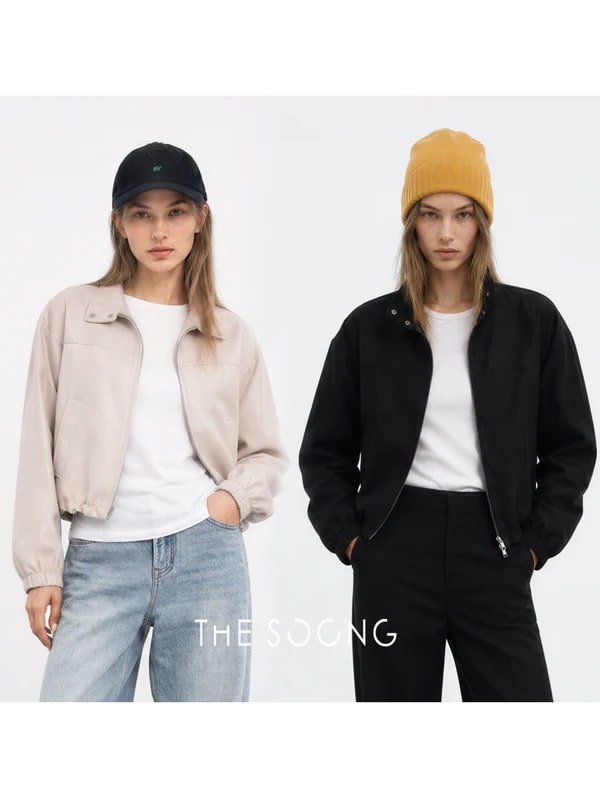 THESOONG “Bass Jacket” Relaxed Zip-Up Stand-Collar Cropped Jacket - 9142 alternate view