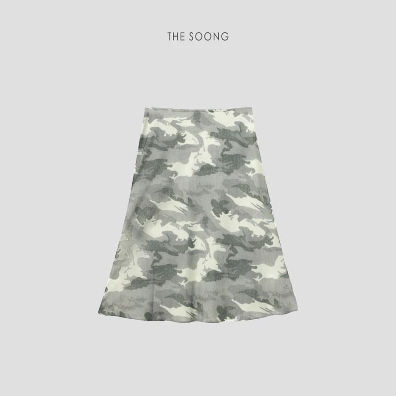 THESOONG Camo Print High-Waist Mermaid Midi Skirt - 9413 view 7