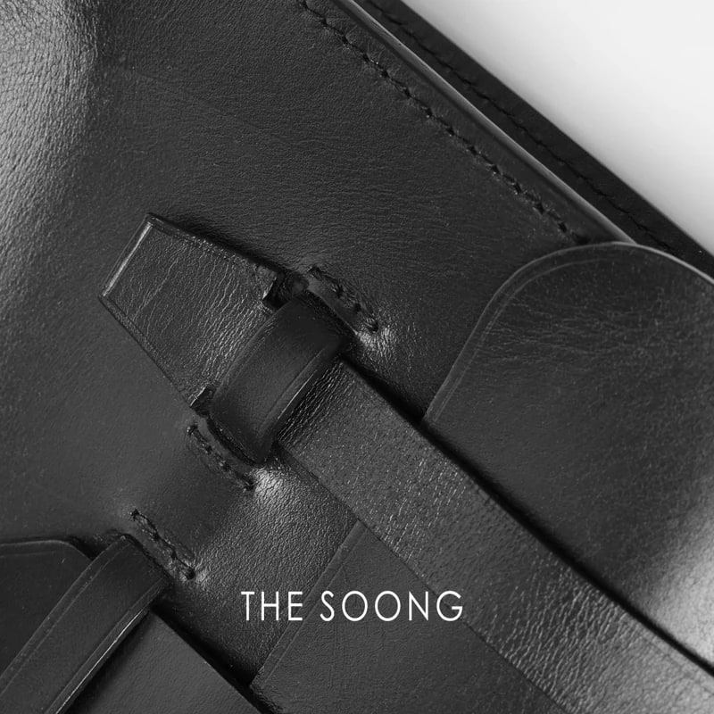THESOONG Briefcase Natural Resin Leather Hand-Stitched Oil-Edge Texture -7263 view 3
