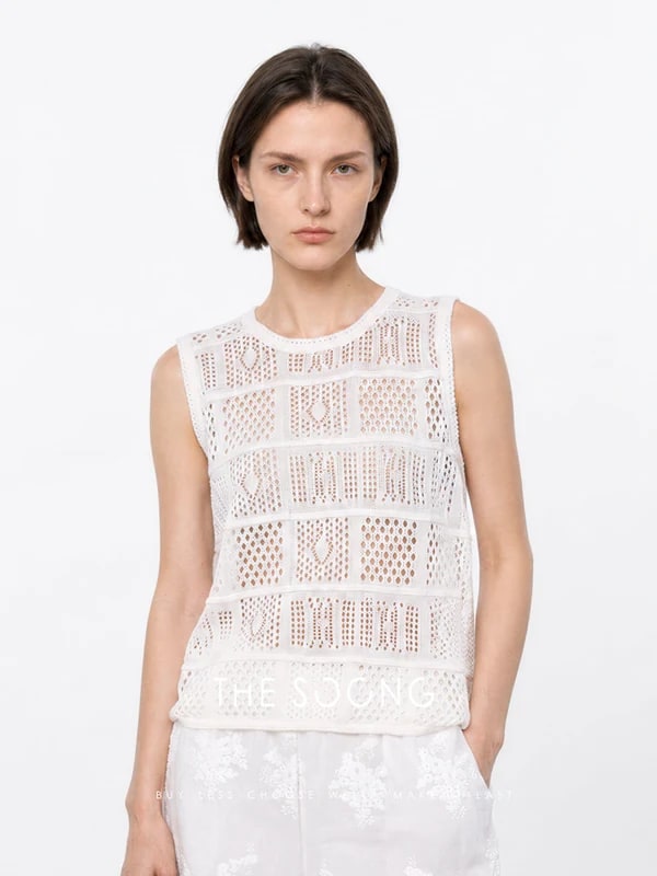 THESOONG “Cool-Touch Openwork” Fine-Knit Sleeveless Top - 9412 view 3