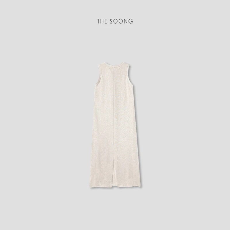THESOONG 280G Cotton Sleeveless Straight Slit Maxi Dress - 9328 view 9