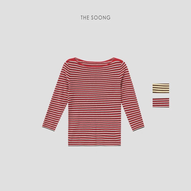 THESOONG “Tide Texture” Acetate Cotton Lightweight Boat-Neck Top - 9103
