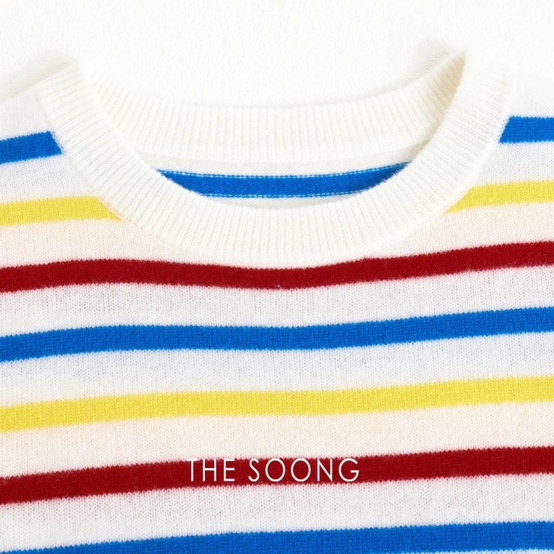 THESOONG Australian Wool Rainbow Stripe Knit Sweater - 9041 view 8