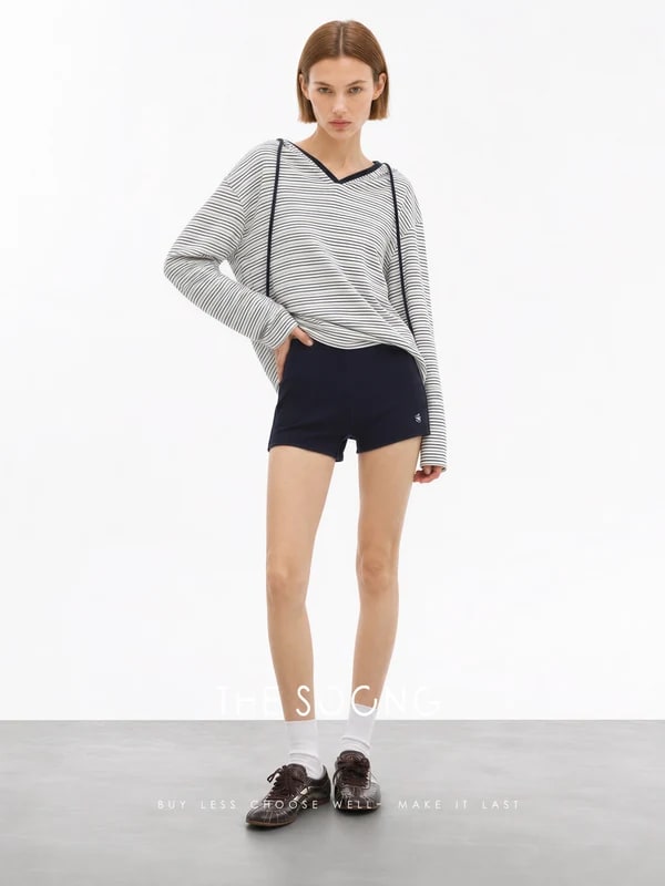 THESOONG Soft-Washed Cotton-Blend Striped Hooded Top - 8224 view 5