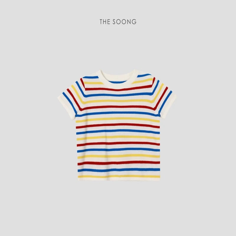 THESOONG Australian Wool Rainbow Stripe Knit Sweater - 9041