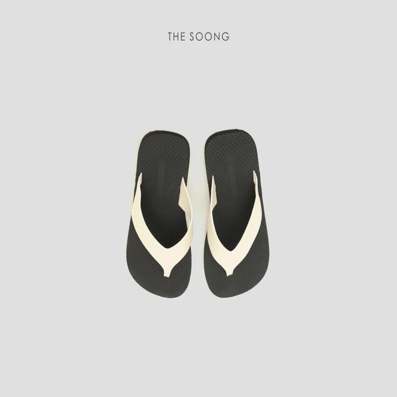 THESOONG Genuine Leather Flip-Flops, Hand-Polished Pebbled Finish alternate view