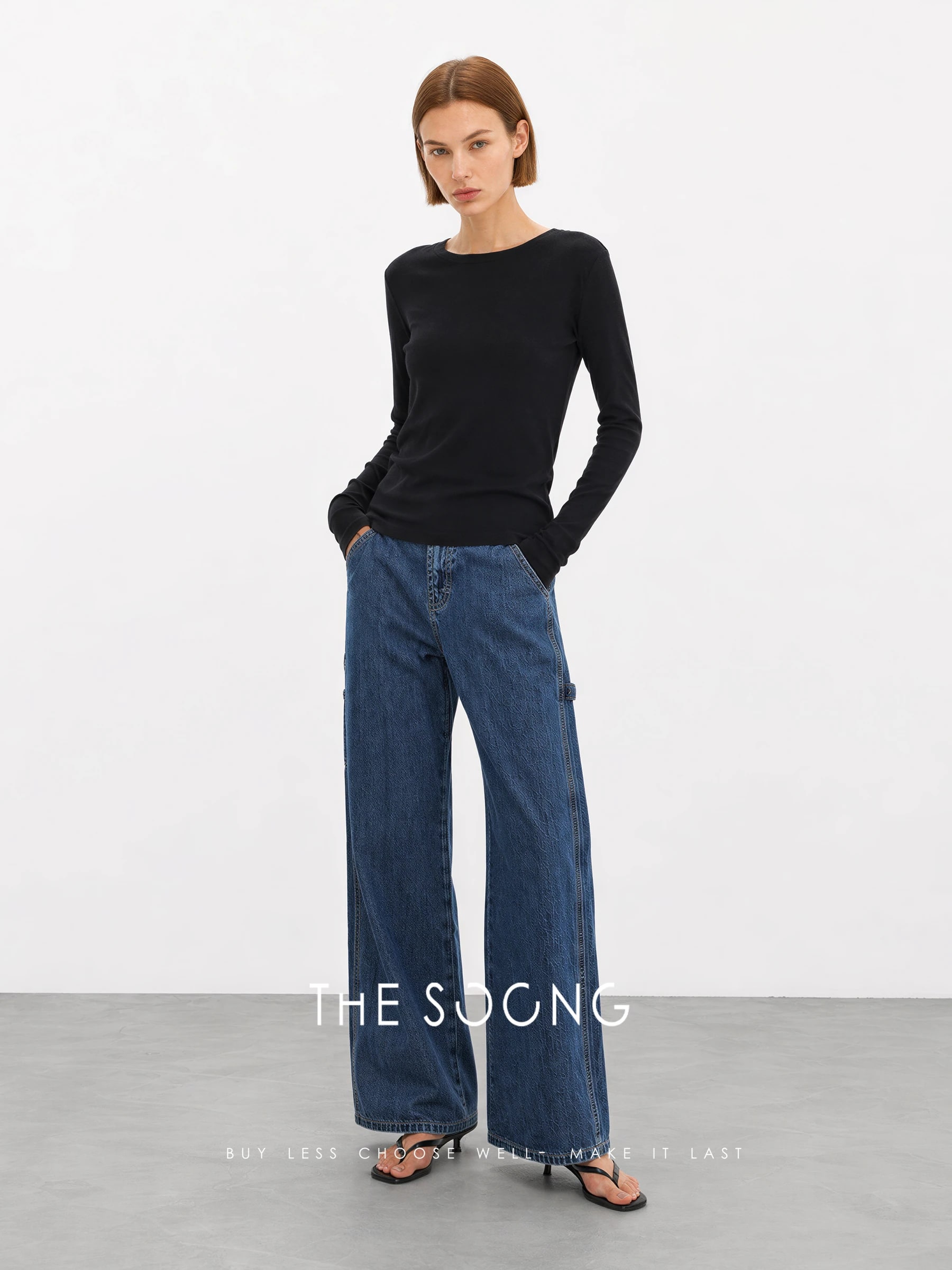 THESOONG “Okayama Denim” 90s Vintage Mid-Low Rise Wide-Leg Jeans - 9095 view 5