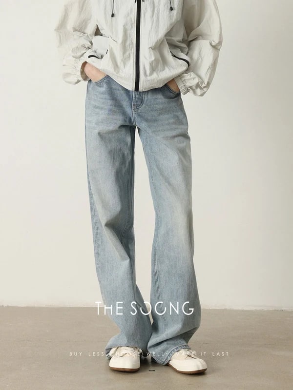 THESOONG Straight-Leg Denim Trousers in Light Blue alternate view