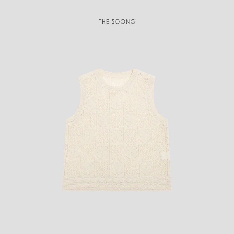 THESOONG Vintage Irish Hand-Knitted Aran Textured Vest Top 8531