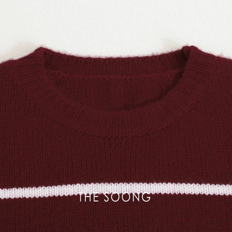 THESOONG 100% Cashmere Soft Striped Crewneck Sweater - 8982 view 12