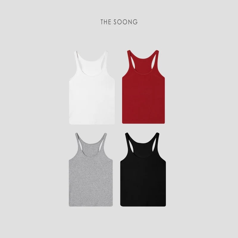 THESOONG Summer Soft Breathable Racerback Tank Top - 4034