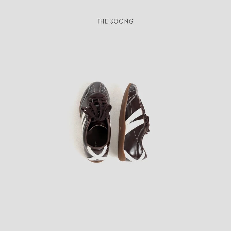 THESOONG “Mocha Brown” Glossy Soft Leather Trainers - 9398 view 3