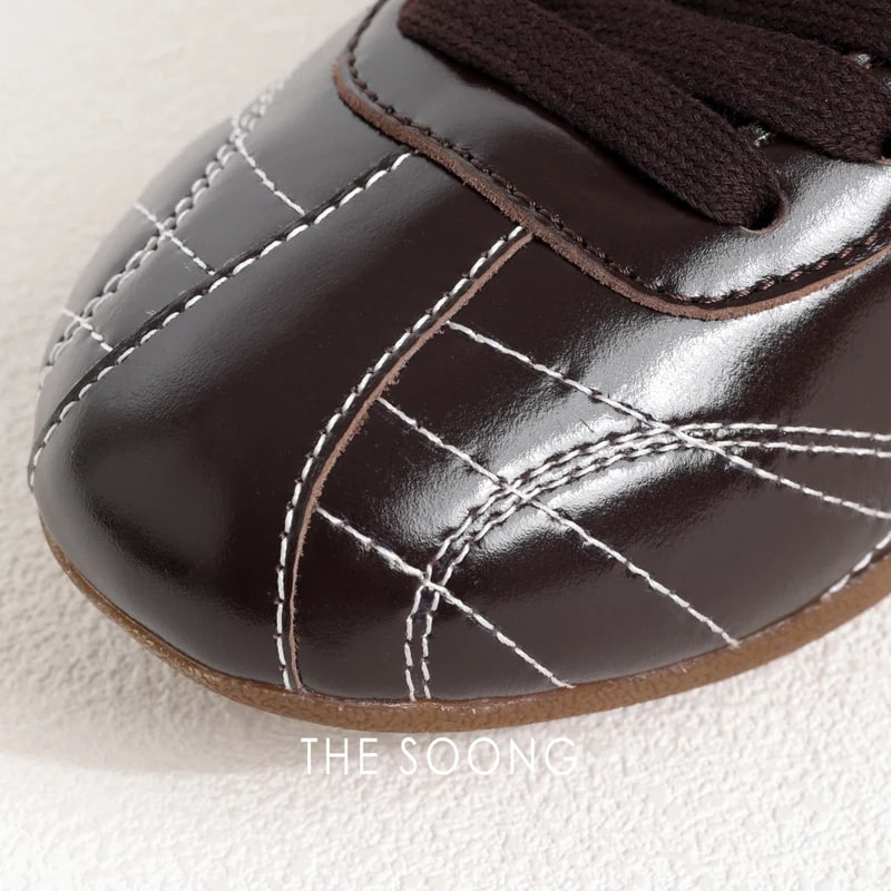 THESOONG “Mocha Brown” Glossy Soft Leather Trainers - 9398 view 4