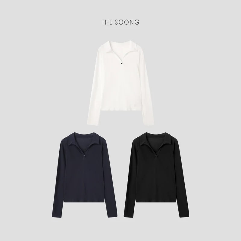 THESOONG 26s' Classic Versatile Slimming Henley Polo Long Sleeve